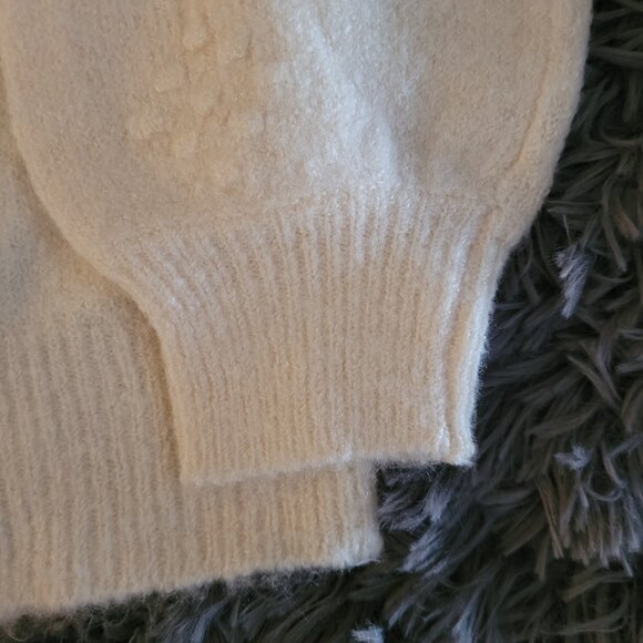 Cardigan Cream Sweater Long Sleeve Shawl Neck Girls 5-7 Years - Picture 4 of 6